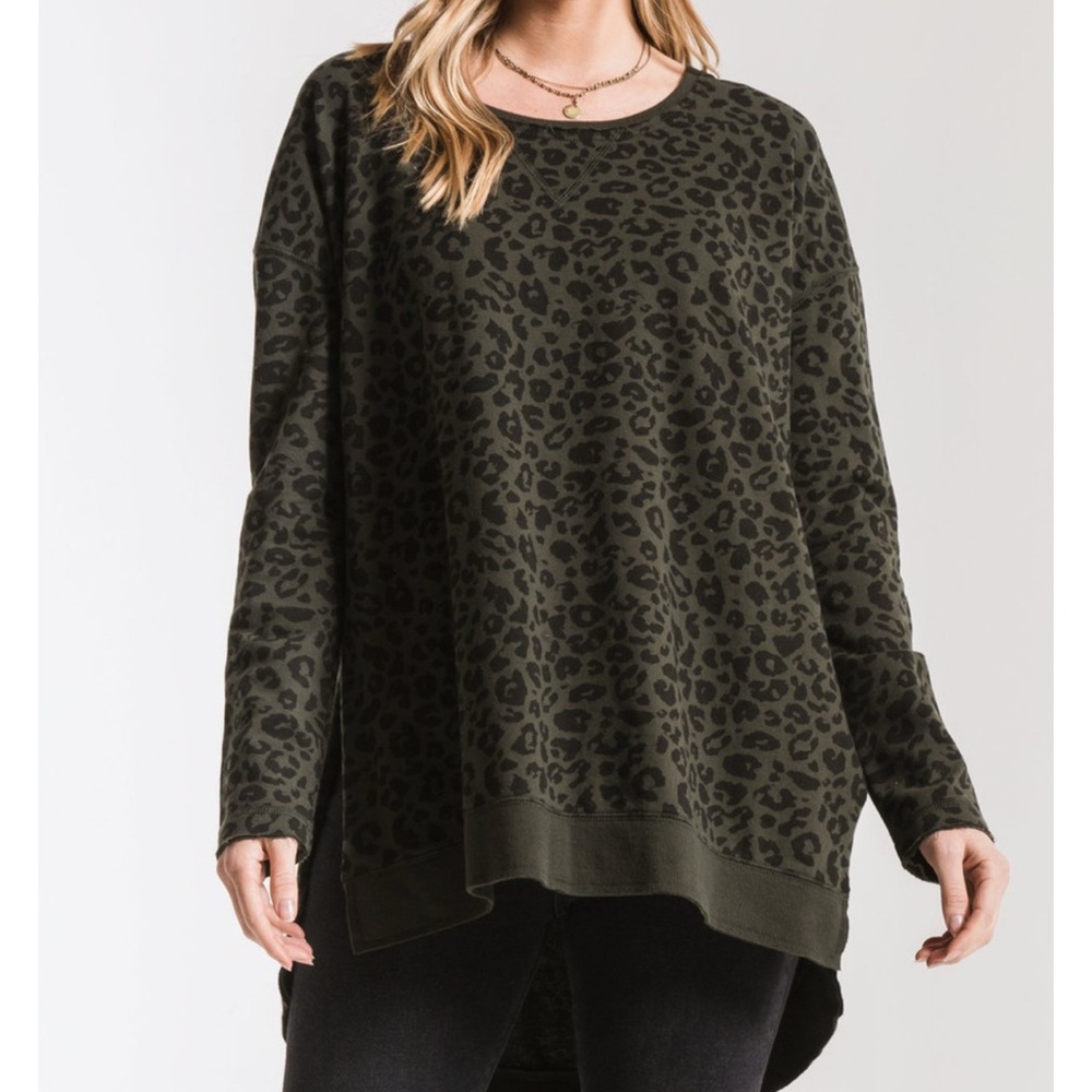 Z Supply Leopard Weekender - Rosin Green Women’s Size Small
